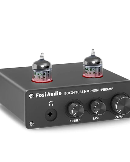 Fosi Audio Box X4 Phono Preamp & Headphone Amplifier with JAN 5654W Vacuum Tubes for MM Turntable Phonograph Preamplifier